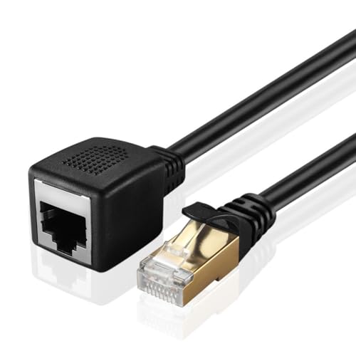 TNP Ethernet Kabel Lan Netzwerkkabel, RJ45 Buchse auf Stecker, Internet Verlängerungskabel Adapter Patchkabel Kabel für Switch Router Netzwerk Gigabit Cat7 Cat6 Cat5e Cat5 Schwarz 0,9M von TNP Products