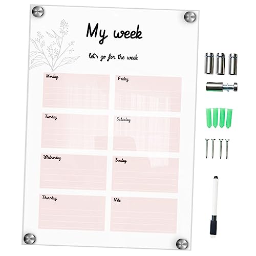 TOGEVAL 1 Satz Wochenplan-messageboard Wandbehang-plakette Wochenplaner Für Kühlschrank Löschbare Tafel Brett Für Tür Wöchentliche Trocken Abwischbare Tafel Brett Zeichen Transparent Acryl von TOGEVAL