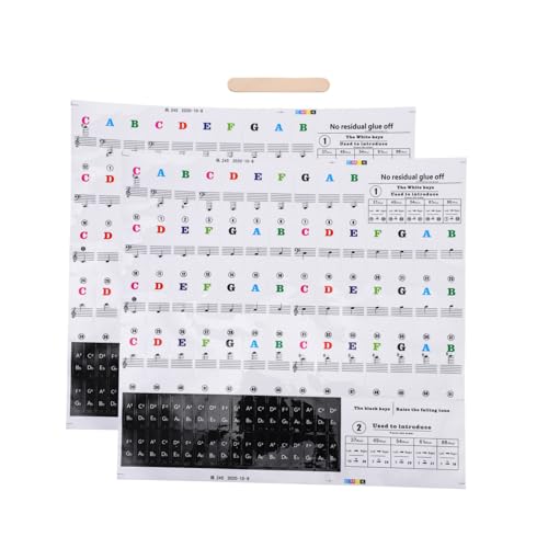 TOGEVAL 2 Sätze Klavieraufkleber mit 88 Tasten Mini-Sticker für Kinder Klaviernoten-Aufkleber Keyboard Sticker klavier sticker Klavieraufkleber für Anfänger Zubehör für Klavier von TOGEVAL