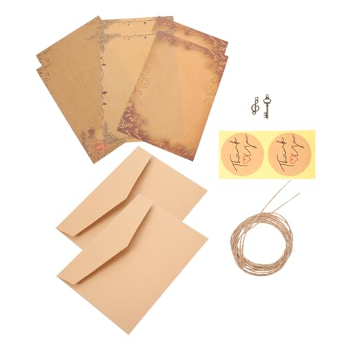 TOGEVAL 3 Sätze Vintage Briefumschlag Scrapbook-Papier Schreibpapier antike briefpapiere briefumschläge vintage briefpapier vintage Briefpapier mit Umschlag Geschenkset mit Umschlag Khaki von TOGEVAL