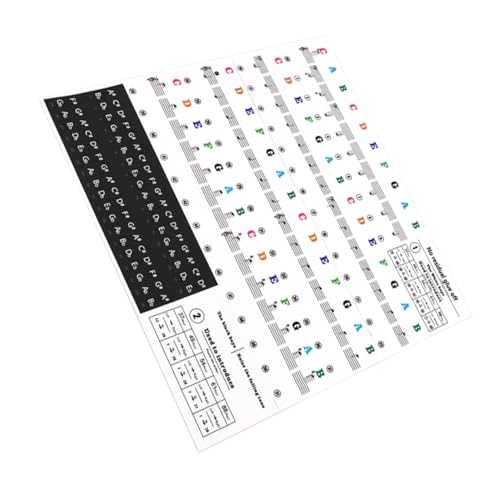 TOGEVAL 61 Tasten Klavier Keyboard Aufkleber Bunte Klaviertasten Etiketten Für Anfänger Noten Aufkleber Für 37 49 54 61 Und 88 Tasten Inklusive Anleitung Und Reinigungstuch von TOGEVAL