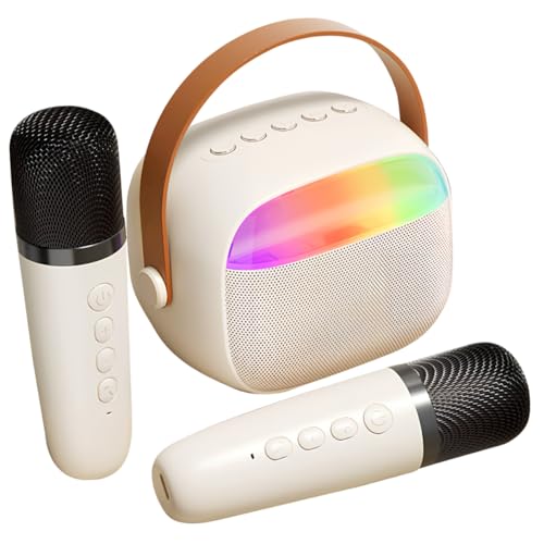 TOGEVAL Mikrofon-Set Karaoke Karaoke-Maschine für Erwachsene Mini-Karaoke-Maschine mit Lautsprecher tragbare Karaoke-Maschine Mikrofon für Karaoke-Maschine Abs Beige von TOGEVAL