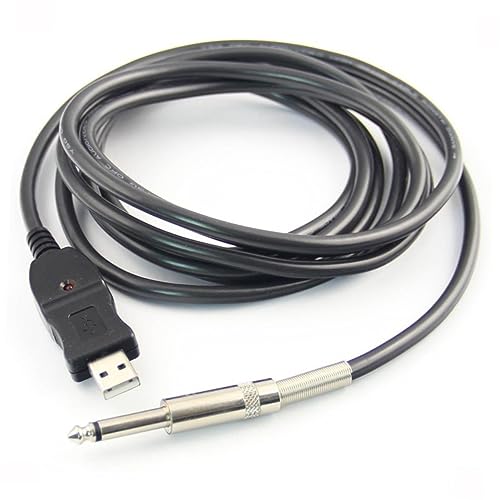 TOGEVAL USB Gitarrenbass Adapterkabel 3 M Schwarz PC Aufnahme USB Gitarrenkabel Mit Klinkenstecker Für Optimale Audioqualität Und Einfache Verbindung Von Gitarren Und Bässen von TOGEVAL