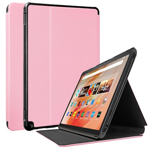 2023 New 10" Tablet Case, TOKILO Slim Leichte Soft PU Ledertasche mit Stand Auto Wake/Sleep, Nicht kompatibel mit iPad Samsung Tablet, Pink von TOKILO