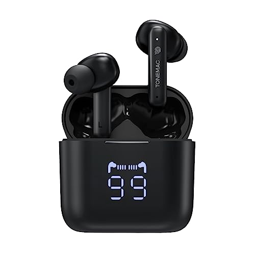 TONEMAC W28 Echte Kabellose Ohrhörer: Bluetooth 5.3, 48 Stunden Akkulaufzeit, Intuitive LED-Anzeige, Qi-kompatible Ladehülle, Überlegener HiFi-Klang und IPX6 Wasserschutz, Ideal für Sportler von TONEMAC