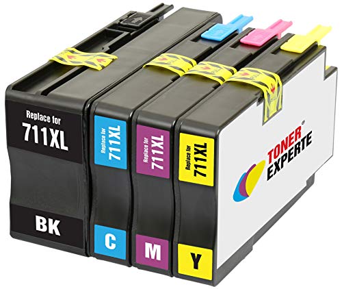 TONER EXPERTE® 4 XL Druckerpatronen kompatibel für 711 711XL DesignJet T520 T120 CZ129A CZ130A CZ131A CZ132A | hohe Kapazität von TONER EXPERTE