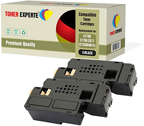 TONER EXPERTE 2er Pack Schwarz Premium Toner kompatibel zu C13S050614 für Epson AcuLaser C1750N, C1750W, CX17NF, CX17WF, C1700, C1750, CX17 von TONER EXPERTE