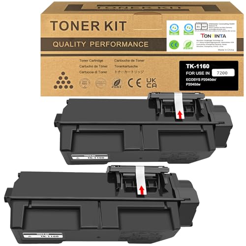 TK-1160 TK1160 TK-1160K 1T02RY0NL0 Kompatibler Tonerpatronen Toner Kit 7200 Seiten 2 Schwarz für Kyocera ECOSYS P2040 P2040dn P2040dw P2050 P2050dn Drucker von TONTINTA