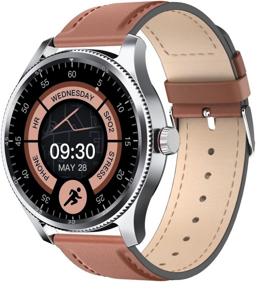 TOOBUR Fur Herren Damen Metalllünette mit Telefonfunktion Fitness 24/7 Puls Smartwatch (Android / iOS), mit 100 Sports Laufen,Schrittzähler IP68 Wasserdicht Schwimmen von TOOBUR