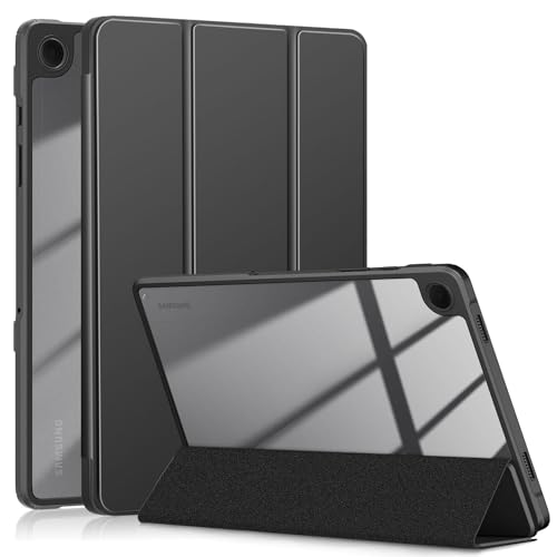 TOPCASE Hülle für Samsung Galaxy Tab A9 Plus 11 Zoll 2023 Cover Klar Transparente PC-Rückseite,TPU Stoßfestes DREI-Falt Ständer Schutzhülle mit Auto Wachen/Schlafen,Schwarz von TOPCASE