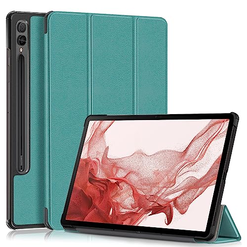 TOPCASE Hülle für Samsung Galaxy Tab S10 Plus/S9 Plus 12.4 Zoll 2023/Tab S9 FE Plus 12.4",Ultra Leder Ständer Schutzhülle mit Auto Schlaf/Wachen Funktion,Dunkelgrün von TOPCASE