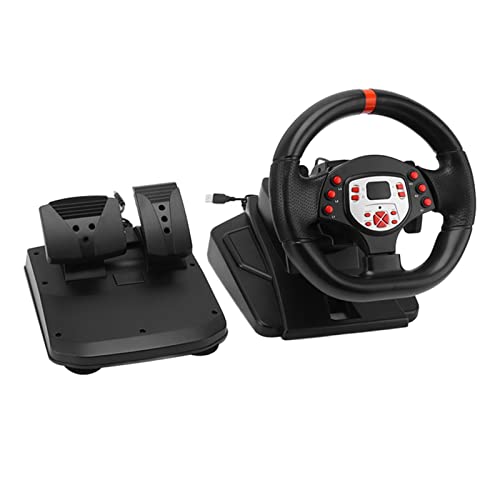 TOPINCN Driving Force Racing Wheel mit Pedal 180 Grad Paddle Shifter Vibration 5 in 1 Driving Force Racing Wheel PC-Lenkrad für PS4 Red Stripe von TOPINCN