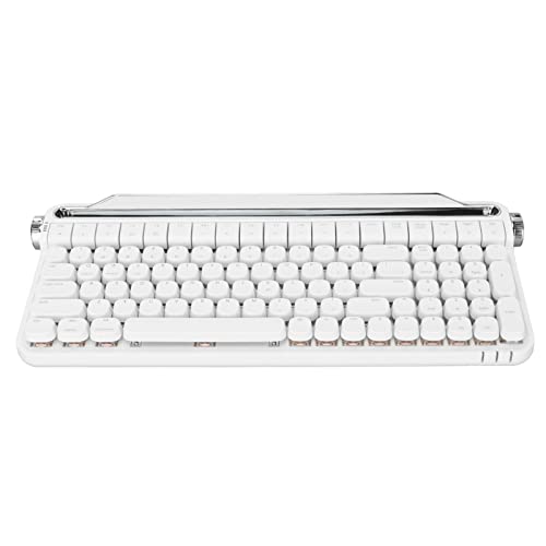 TOPINCN Mechanische -Tastatur, Mechanische Schreibmaschinentastatur, 1500-mAh-Akku, Roter Schalter, Retro-Dual-Verbindungsmodi, Hot-Swap-fähig für Spiele (Weiss) von TOPINCN
