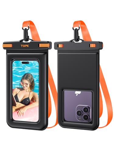 TOPK wasserdichte Handytasche, [2er-Pack] Universal iPX8 wasserdichte Handyhülle zum Schwimmen, Universal Dry Bag Unterwasser für iPhone 14 13 12 11 X Plus Pro Max Samsung Samsung S23 S22, bis zu 7 von TOPK