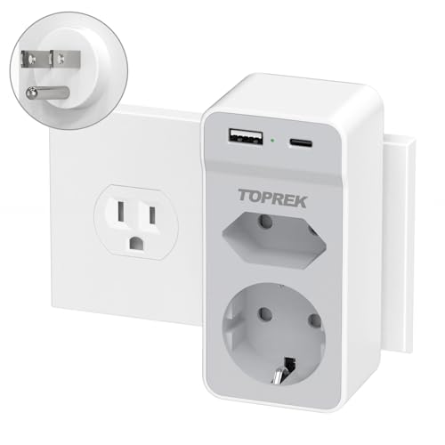 USA Adapter Steckdose, TOPREK Reiseadapter USA mit 2USB (5V 2,4A), 4 en 1 Adapter USA 3750W Adapter USA Deutschland Stecker, Stromadapter USA Steckdosenadapter Typ B für Amerika Kanada Mexiko Thailan von TOPREK