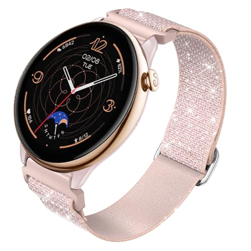 Nylon Armband für Amazfit GTR Mini, 20mm Weiches Stretch Uhrenarmband Nylon Glitzer Armband für Amazfit Active/Amazfit GTS 4/GTS 4 Mini/GTS 2 Mini/GTS 3/GTS 2/GTS 2e/Amazfit Bip/Bip 3/Bip3 Pro/Bip U von TOPsic