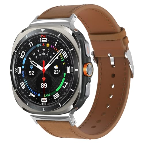 Leder Armband für Samsung Galaxy Watch Ultra 47mm, Echtes Lederarmband Casual Style Ersatzarmband Business Armband für Samsung Galaxy Watch Ultra 47mm von TOPsic