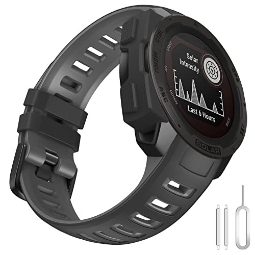 TOPsic Silikon Armband für Instinct 2, Verstellbares Sport-Ersatzband Zweifarbiges Armband für Instinct/Solar/Tactical/Tide/Esports/Instinct 2 von TOPsic