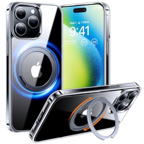 TORRAS Ostand R 360° Magnetischer Ring Ständer für iPhone 15 Pro Max Hülle für MagSafe [Zertifiziert Stoßfest] Schlankes Luxus Handyhülle Transparent von TORRAS