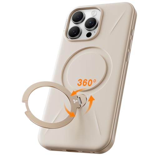 TORRAS 360° Ostand Spin Fusion für iPhone 16 Pro Max Hülle für MagSafe Top Magnetkraft mit drehbarem Ständer Hülle iPhone 16 Pro Max Case Samtweiche Haptik Handyhülle iPhone 16 Pro Max Cover Khaki von TORRAS