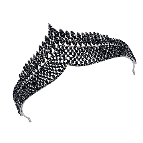 TOVINANNA 1Stk Schwarze barocke Krone Hochzeit Königin-Prinzessin-Krone Braut- Tiaras birthday crown geburtstagskrone Kronendekoration Party-Haar-Accessoire Partykrone Legierung Strass Black von TOVINANNA