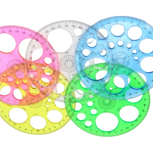 5 PCs Circles Template Rurer 360 Grad Prospraktor Mathematik Langtreiber Kreise Prognose Kreise Schablone Für Schüler von TOWARDSNAN