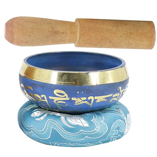 TOYANDONA 1 Satz Meditation Sound Bowl Handglocke Chakra-Trommel Gebetsschale Zen-Weihrauch glauben wohnungseinrichtung wohnungsdeko Buddha-Zubehör Meditations-Klangschalen Kupfer Sky-blue von TOYANDONA