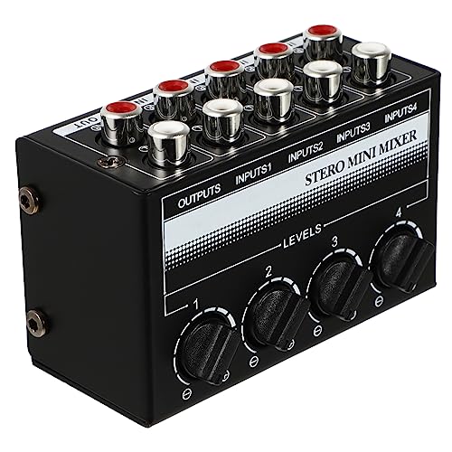 TOYANDONA Audiomischer 4-Mischer Stereo-Mini-Mischpult Studio-Mixer Tonmischer tragbarer Mixer mixers sound mixer audio verteiler stamdmixer Mixer-Audio 4-Kanal-Mixer elektronisch Black von TOYANDONA