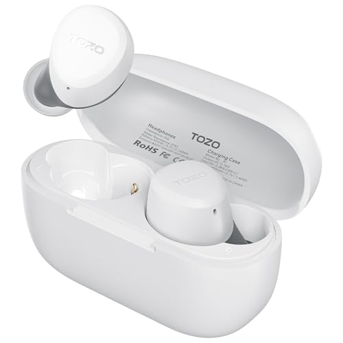 TOZO A1 Mini Bluetooth Kopfhörer 5.3 Kopfhörer Kabellos Bluetooth, In Ear Kopfhörer für kleine Ohren mit APP Steuerung, 32 Std Spielzeit Stereo Ohrhörer, IPX5 Wasserdicht Kabellose Kopfhörer - Weiß von TOZO