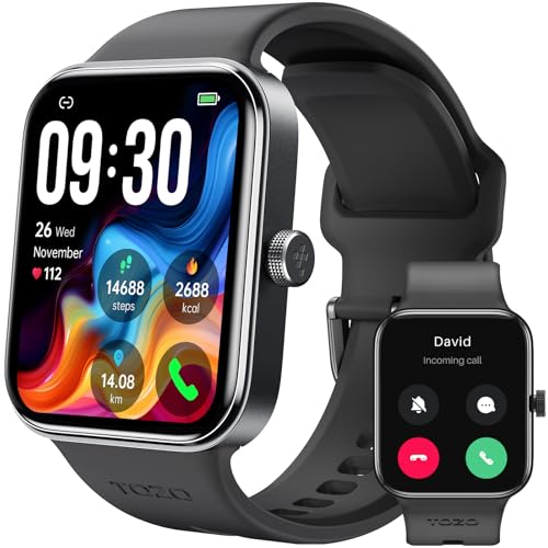 TOZO S4 AcuFit One Smartwatch Damen Herren, Bluetooth-Anruf, Fitnessuhr mit 1,78” Touchscreen Herzfrequenz Schlafüberwachung, IP68 Wasserdicht, Workout für iOS und Android - Schwarz von TOZO