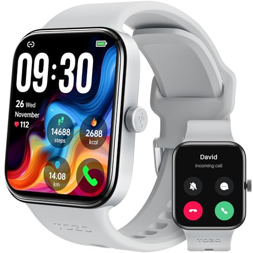 TOZO S4 Smartwatch Damen Herren, Calling Fitness Tracker mit Herzfrequenz, Schlaf-Monitor IP68 wasserdicht Touchscreen für Männer Frauen Kompatibel mit iPhone & Android von TOZO