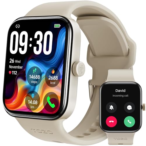 TOZO S4 Smartwatch Damen Herren, Calling Fitness Tracker mit Herzfrequenz, Schlaf-Monitor IP68 wasserdicht Touchscreen für Männer Frauen Kompatibel mit iPhone & Android von TOZO