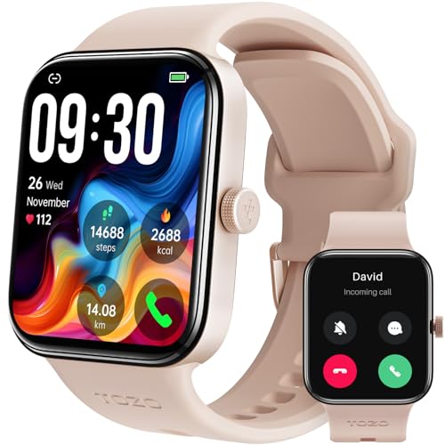 TOZO S4 Smartwatch Damen Herren, Bluetooth Anruf Fitnessuhr mit 1,78” Touchscreen, Sportuhr mit 100 Sportmodi, Herzfrequenz Schlaf-Monitor Schrittzähler, IP68 Wasserdicht für Android iOS - Rosa Gold von TOZO