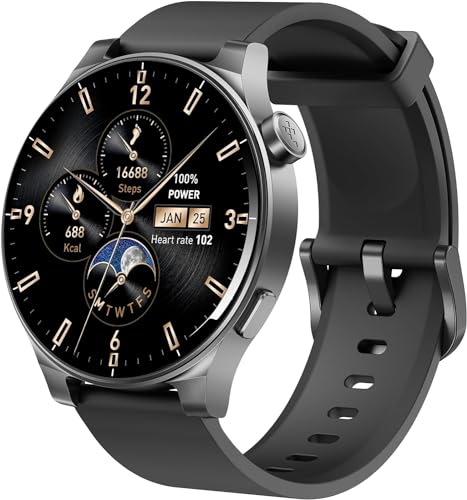 TOZO S5 Smart Watch (Antwort/Anrufe), 1.43'' AMOLED Smart Watches für Männer Frauen 100+ Sport Modi Fitness Uhr mit Blutsauerstoff/Schlaf/Herzfrequenz Monitor, IP68 wasserdichte Smartwatch Schwarz von TOZO