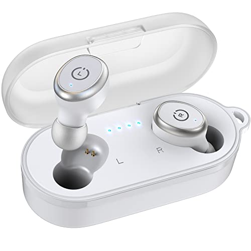 TOZO T10 Bluetooth Kopfhörer Kabellos In Ear Ohrhörer Sport Bluetooth 5.3 IPX8 Wasserdicht Headset mit kabellosem Ladecase Mikrofon Premium Sound Bass Weiß von TOZO
