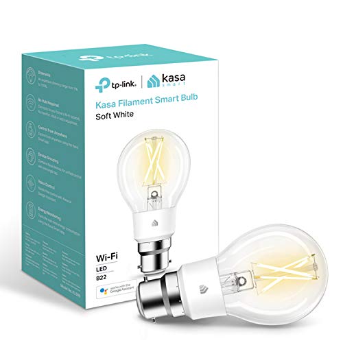 Kasa Smart Bulb by TP-Link, WiFi Filament Light Bulb, B22, 7W(60W equiv.), No Hub Required, Works with Alexa (Echo and Echo Dot) and Google Home, Dimmable Soft Warm White (KL50B) [Energy Class E] von TP-Link