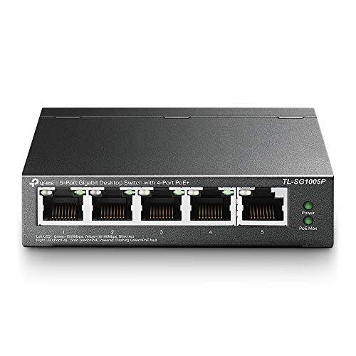 TP-Link 5-Port Gigabit Desktop PoE Switch with 4-Port PoE+, 65 W for all PoE ports, Metal Casing, Plug and Play, Ideal for IP Surveillance and Access Point(TL-SG1005P) von TP-Link