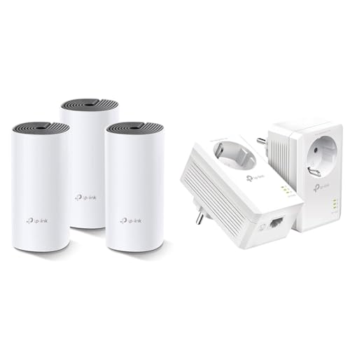 TP-Link Deco M4 Mesh WLAN Set (3er Pack) & Powerline Adapter Set TL-PA7017P KIT von TP-Link