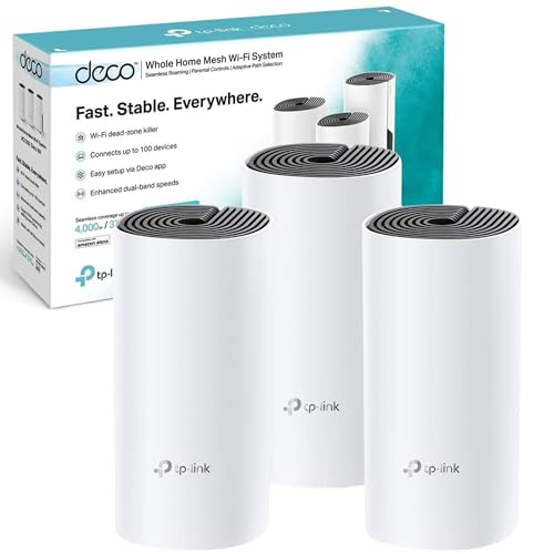 TP-Link Deco M4 Whole Home Mesh Wi-Fi System, Up to 4000 sq ft Coverage, Qualcomm CPU, Dual-Band AC1200 with Gigabit Ports, Compatible with Amazon Echo/Alexa, Parent Control, Pack of 3 TP-Link Deco M4 Whole Home Mesh Wi-Fi System, Up to 4000 sq ft Coverage, Qualcomm CPU, Dual-Band AC1200 with Gigabit Ports, Compatible with Amazon Echo/Alexa, Parent Control, Pack of 3 von TP-Link