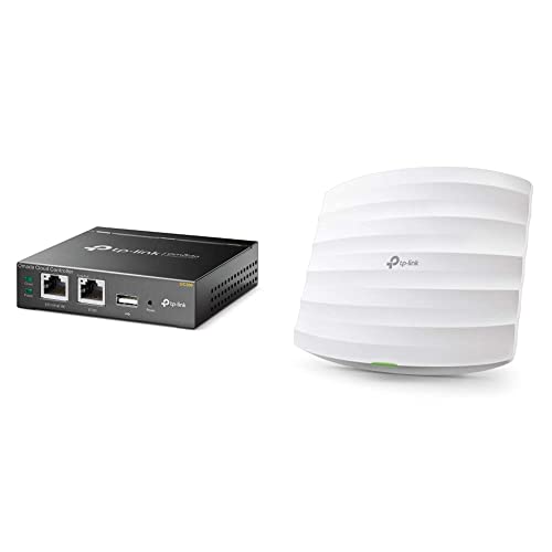 TP-Link EAP225 AC1350 WLAN Access Point (Dualband 1350 Mbit/s mit MU-MIMO)weiß & OC200 Omada Hybrid PoE Cloud Controller für EAP Serie, USB Port für automatisches Backup, Metallgehäuse, grau metallic von TP-Link