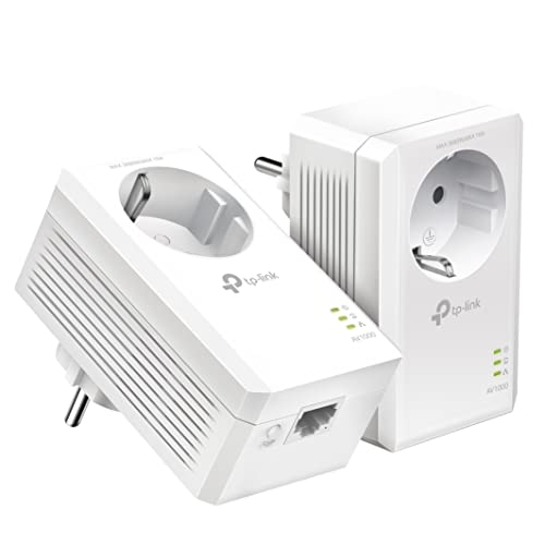 TP-Link Powerline Adapter Set TL-PA7017P KIT(1000Mbit/s, mit Steckdose, Gigabit-Port, Plug&Play, Kompatibel mit allen HomePlug AV/AV2 Powerline Adaptern, Ideal für Media-Streaming) von TP-Link