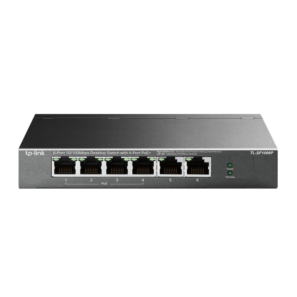 TP-Link SF1006P Unmanaged Switch 6x Fast Ethernet (4x PoE+, max. 67W) von TP-Link