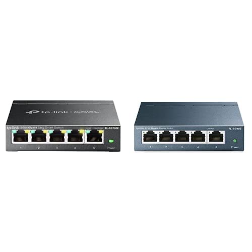 TP-Link TL-SG105E 5-Ports Gigabit Easy Smart Managed Netzwerk Switch mit TP-Link TL-SG105 5-Ports Unmanaged Lan Switch von TP-Link