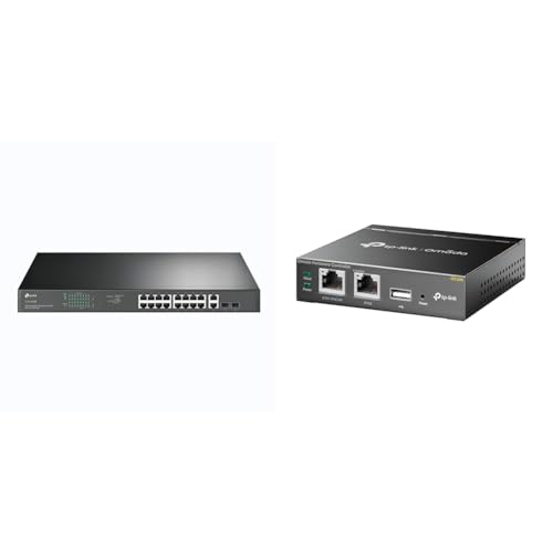 TP-Link TL-SG1218MP 16-Port Gigabit PoE LAN Switch & OC200 Omada Hybrid PoE Hardware Controller für EAP Serie von TP-Link