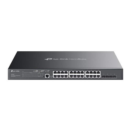 TP-Link TL-SG3428MP 28-Port Gigabit L2+ Managed Switch mit 24 PoE+ Ports (384 Watt, Zentrales Cloud-Management, In Omada-SDN integriert, IPv6-Unterstützung, Sicheres Netzwerk) Schwarz, v2.0 von TP-Link