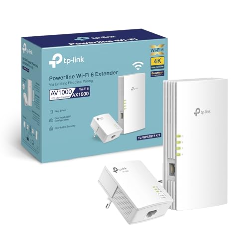 TP-Link TL-WPA7817 KIT Powerline Adapter WLAN, AV1000, WiFi 6 AX1500 Dualband, Gigabit Ethernet, Plug & Play, Kompatibel mit Allen HomePlug AV/AV2 Powerline Adaptern von TP-Link