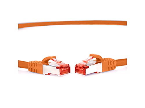 TPFNet CAT.6 hochwertiges Premium Netzwerkkabel mit RJ45 Anschluss | LAN Kabel | 15m | orange |mehrfache Abschirmung durch S/FTP | kompatibel mit Router, Modem, Switch von TPFNet