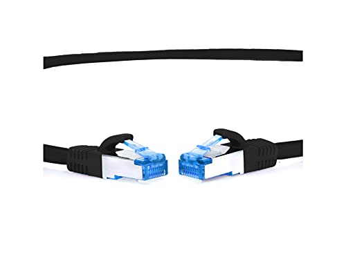 TPFNet CAT.6A hochwertiges Premium Netzwerkkabel mit RJ45 Anschluss | LAN Kabel | 10m | schwarz |mehrfache Abschirmung durch S/FTP | kompatibel mit Router, Modem, Switch von TPFNet