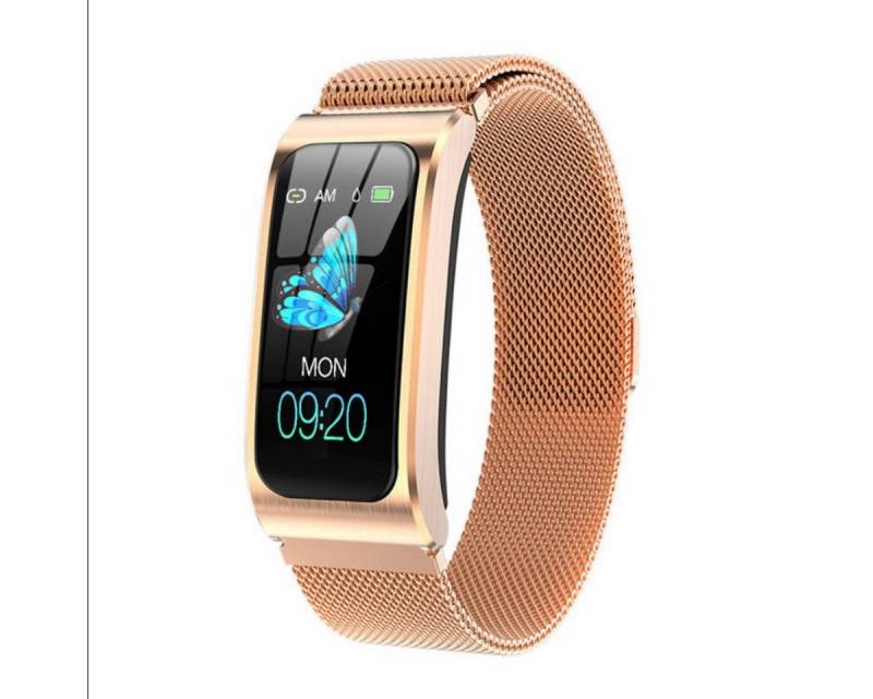 TPFNet SW36 mit Milanaise Armband - individuelles Display Smartwatch (Android), Armbanduhr mit Musiksteuerung, Herzfrequenz, Schrittzähler, Kalorien, Sportmodus etc. - Fitness-Tracker Rosegold von TPFNet