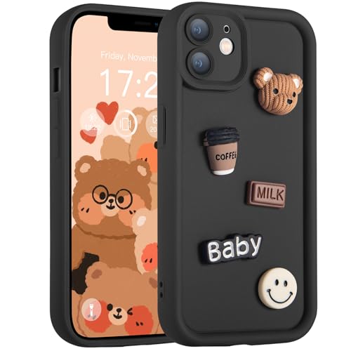 TPLTECH Bären Muster Handyhülle für iPhone 11 Hülle, Weiche TPU Stoßfeste Blume Schutztasche [Anti-Fingerabdruck] rutschfeste Handyhülle für iPhone 11(Schwarz&Bär, iPhone 11) von TPLTECH